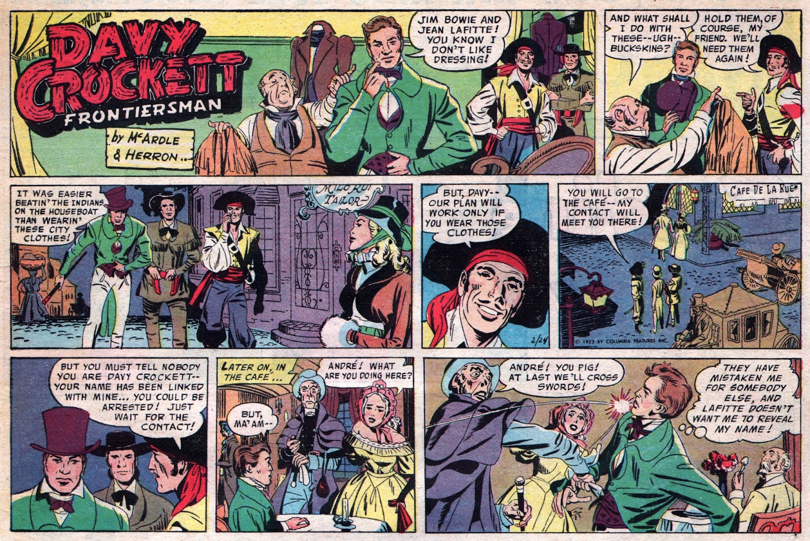 24 February 1957 Davy Crockett, Frontiersman Sunday strip