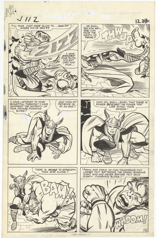 1964 - The Mighty Thor Battles The Incredible Hulk! - page 10 original art